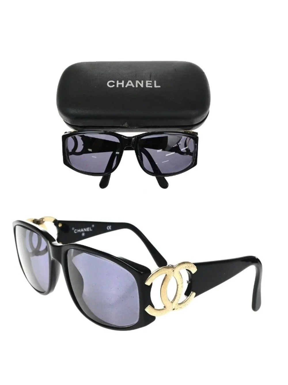 Chanel Sunglasses CC Logo Black Gold Eyewear